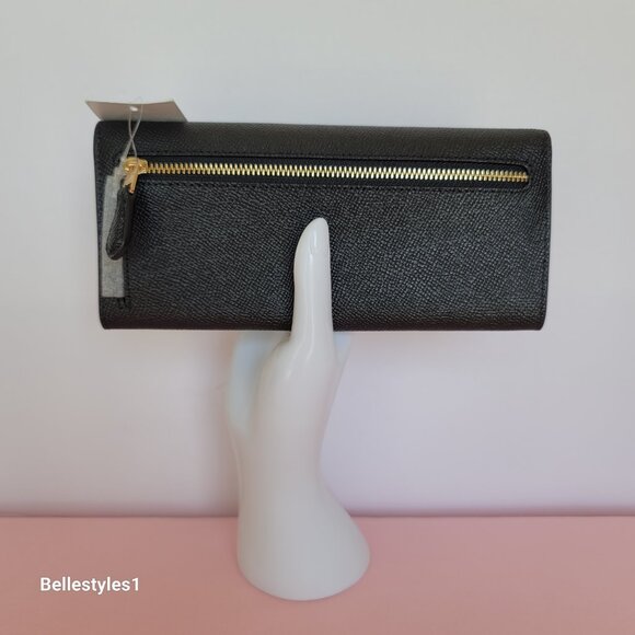 COACH Wyn Envelope Crossgrain Leather Wallet- Black color - Picture 7 of 16
